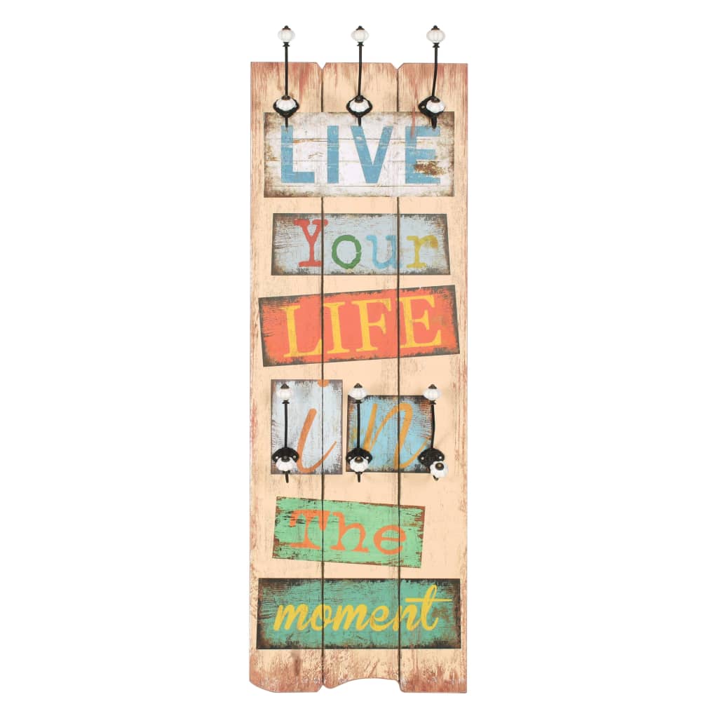 Κρεμάστρα Τοίχου «LIVE LIFE» με 6 Γάντζους 120 x 40 εκ. - Pakobazaar