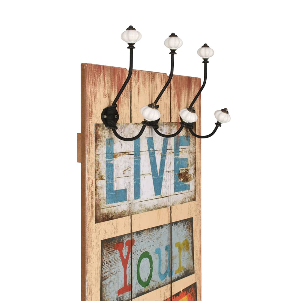 Κρεμάστρα Τοίχου «LIVE LIFE» με 6 Γάντζους 120 x 40 εκ. - Pakobazaar