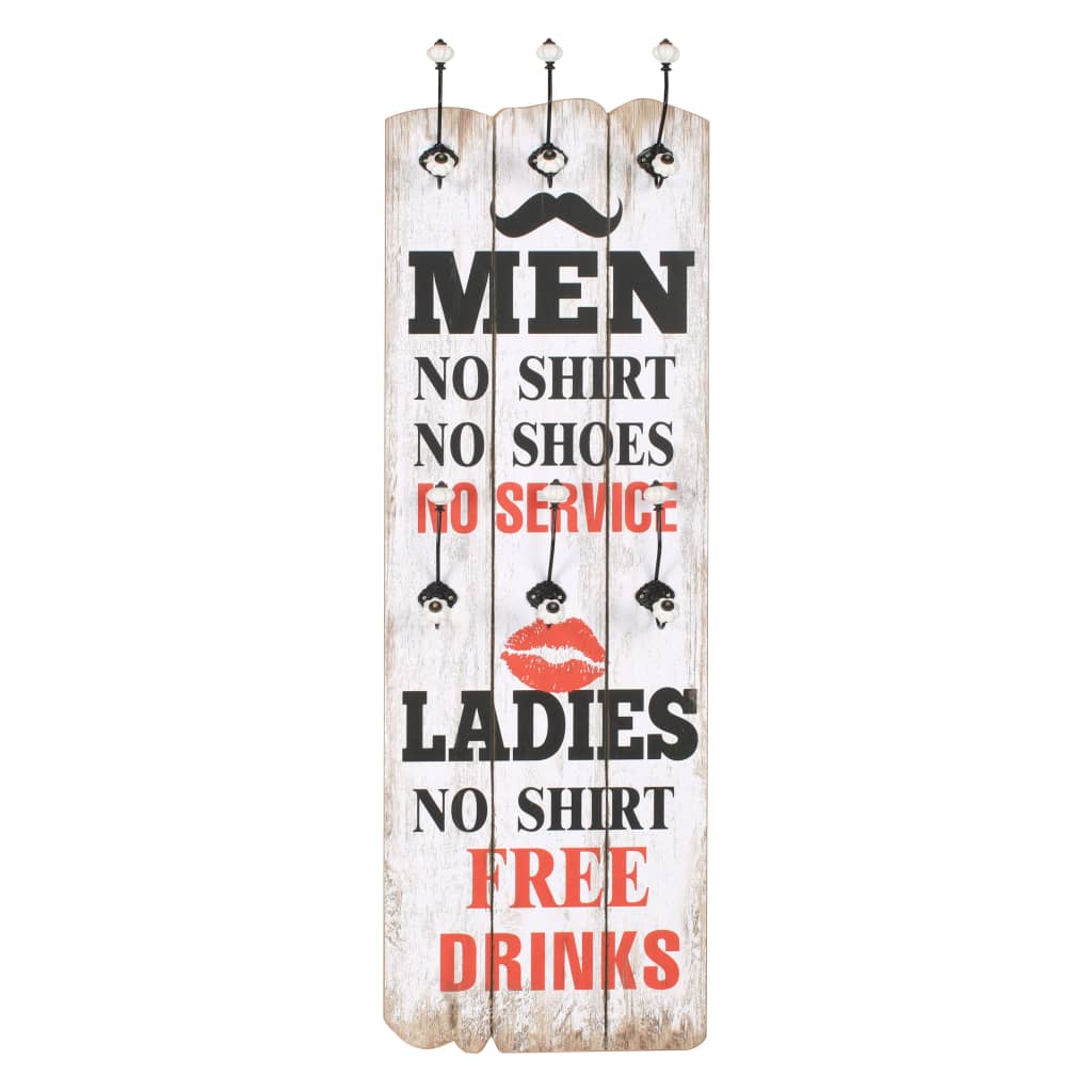 Κρεμάστρα Τοίχου «MEN LADIES» με 6 Γάντζους 120 x 40 εκ. - PAKOBAZAAR