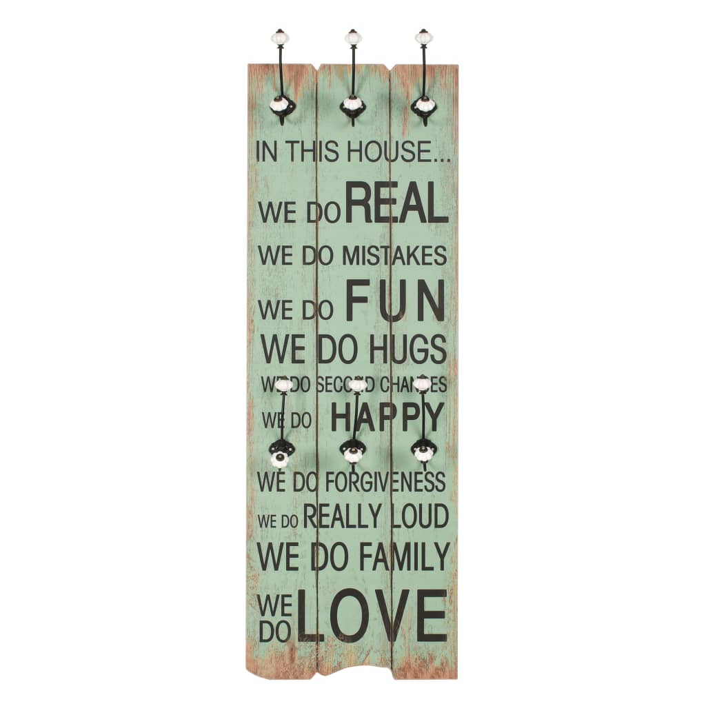 Κρεμάστρα Τοίχου «HAPPY LOVE» με 6 Γάντζους 120 x 40 εκ. - PAKOBAZAAR