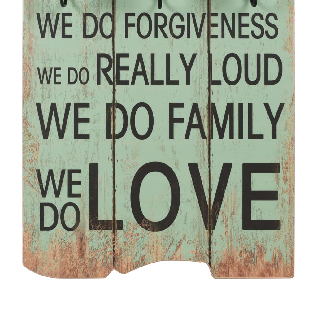 Κρεμάστρα Τοίχου «HAPPY LOVE» με 6 Γάντζους 120 x 40 εκ. - PAKOBAZAAR