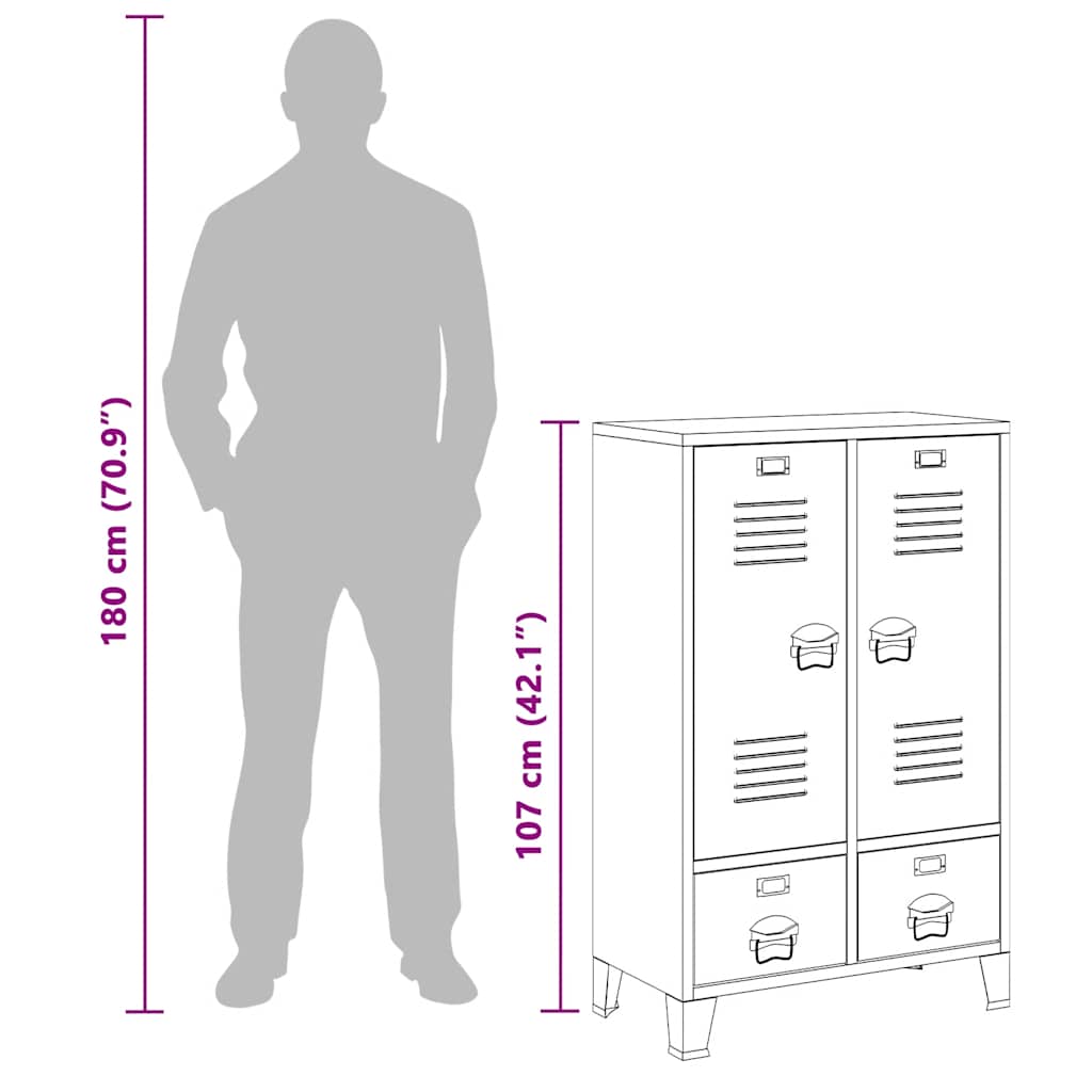 Ντουλάπι με Βιομηχανικό Στιλ Μαύρο 67 x 35 x 107 εκ. Μεταλλικό - PAKOBAZAAR
