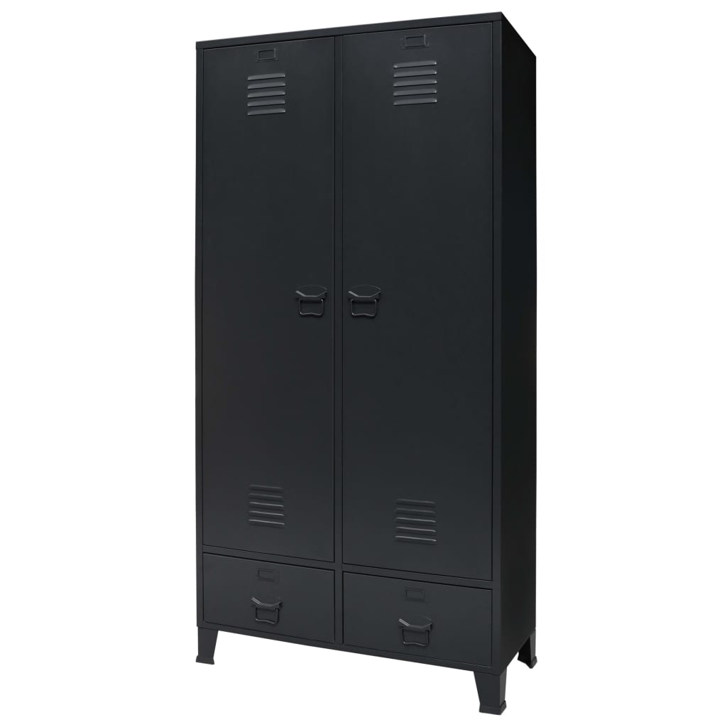 Ντουλάπα με Βιομηχανικό Στιλ Μαύρη 90 x 40 x 180 εκ. Μεταλλική