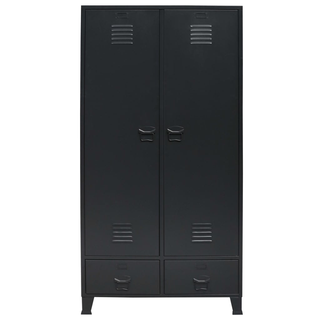 Ντουλάπα με Βιομηχανικό Στιλ Μαύρη 90 x 40 x 180 εκ. Μεταλλική