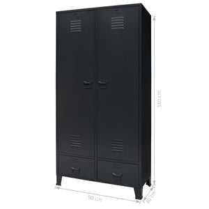 Ντουλάπα με Βιομηχανικό Στιλ Μαύρη 90 x 40 x 180 εκ. Μεταλλική