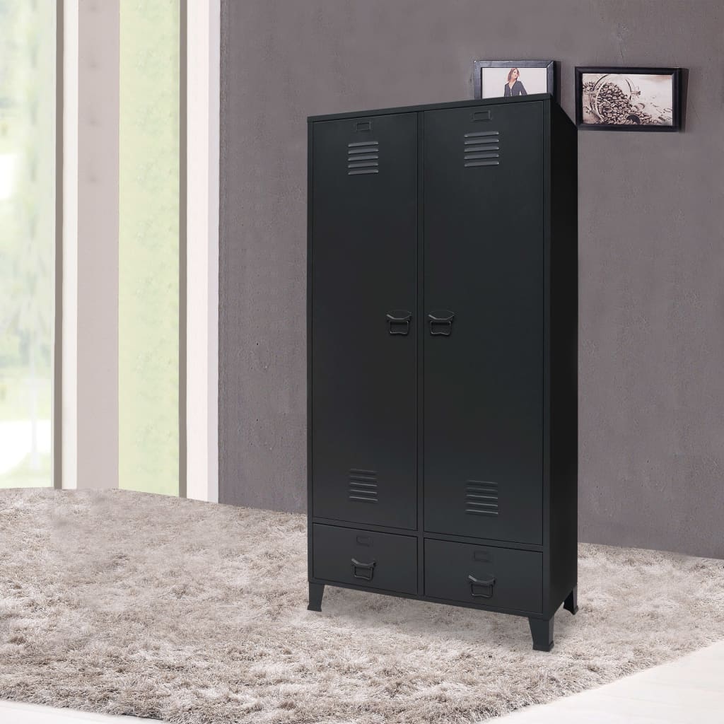 Ντουλάπα με Βιομηχανικό Στιλ Μαύρη 90 x 40 x 180 εκ. Μεταλλική