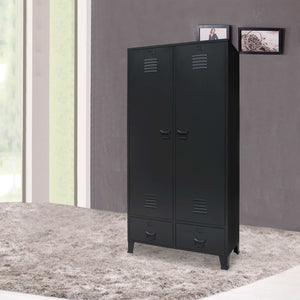 Ντουλάπα με Βιομηχανικό Στιλ Μαύρη 90 x 40 x 180 εκ. Μεταλλική
