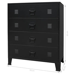 Συρταριέρα με Βιομηχανικό Στιλ Μαύρη 78 x 40 x 93 εκ. Μεταλλική - Pakobazaar