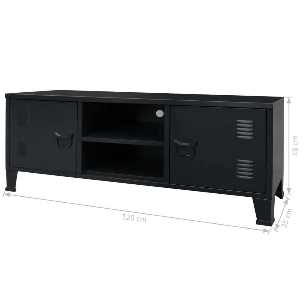 Έπιπλο Τηλεόρασης Industrial Στιλ Μαύρο 120x35x48 εκ. Μεταλλικό