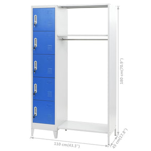 Φοριαμός με Κρεμάστρα Ρούχων Μπλε/Γκρι 110x45x180 εκ Μεταλλικός