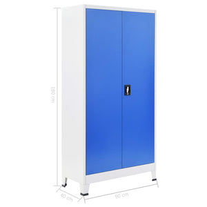 Ντουλάπα Γραφείου Γκρι και Μπλε 90 x 40 x 180 εκ. Μεταλλική