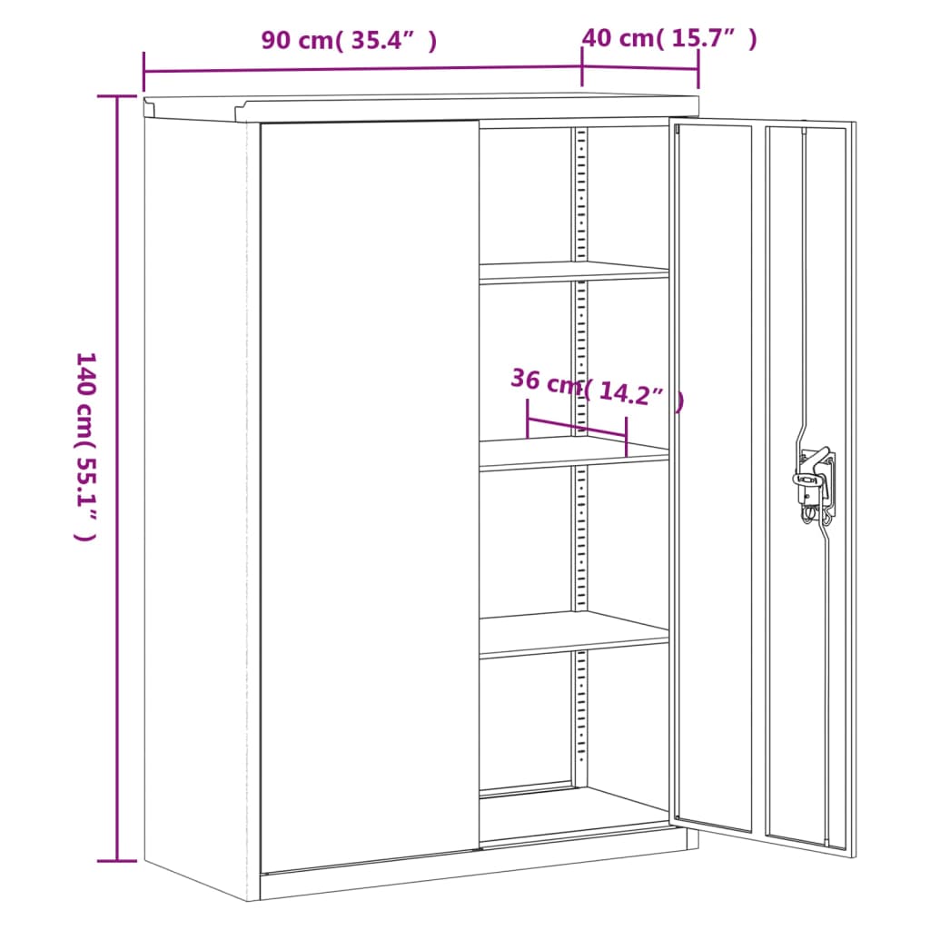 Ντουλάπα Γραφείου Γκρι και Μπλε 90 x 40 x 140 εκ. Μεταλλική - Pakobazaar