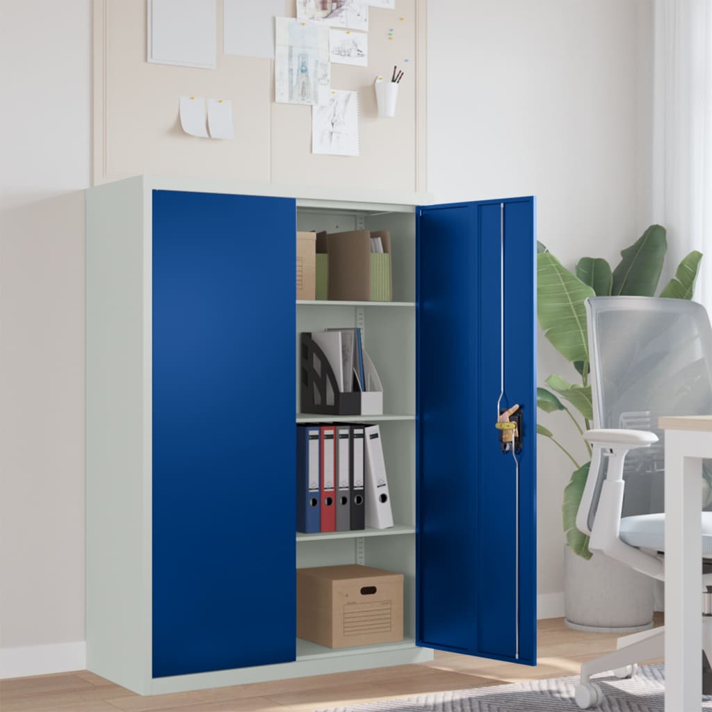 Ντουλάπα Γραφείου Γκρι και Μπλε 90 x 40 x 140 εκ. Μεταλλική - Pakobazaar