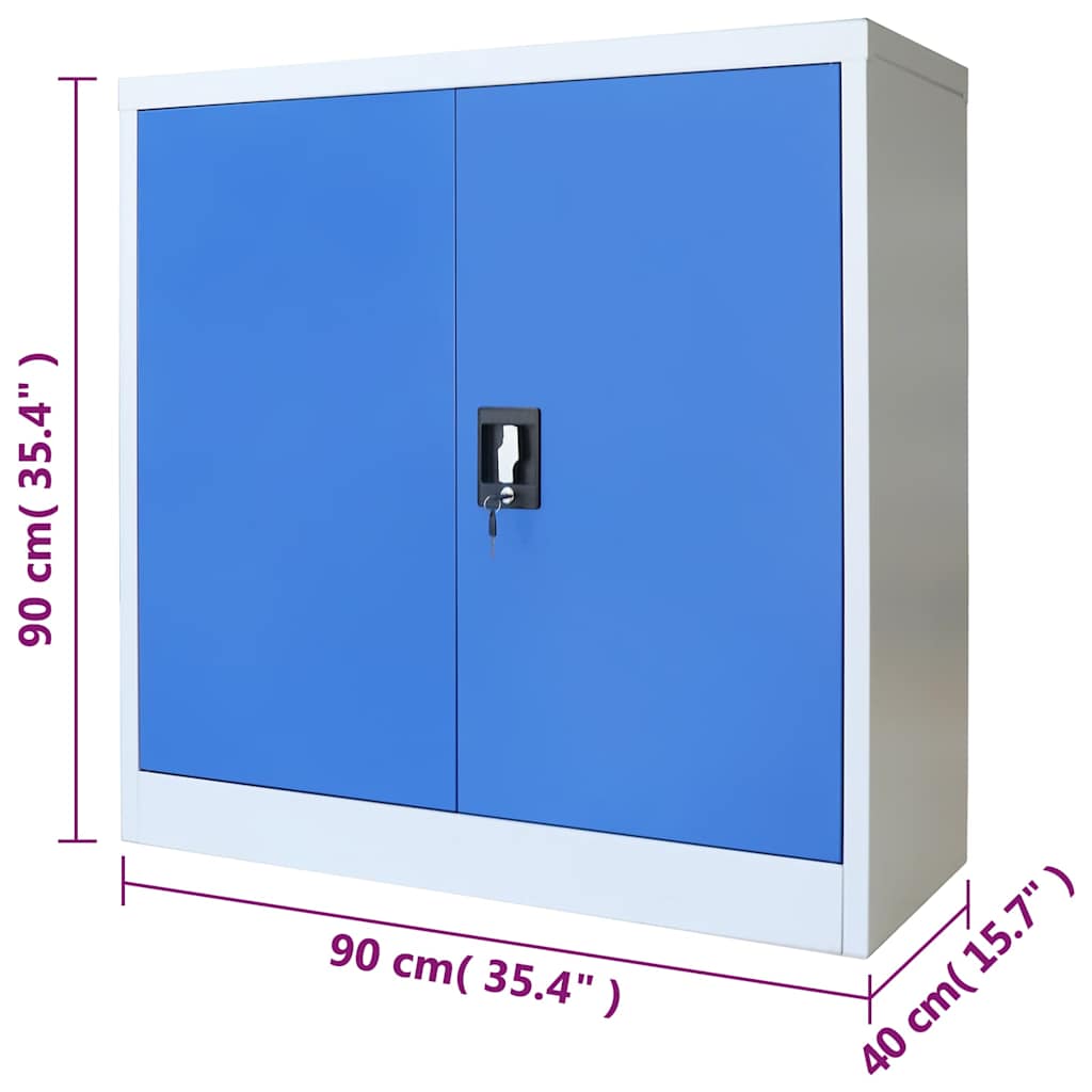 Ντουλάπι Γραφείου Γκρι / Μπλε 90 x 40 x 90 εκ. Μεταλλικό