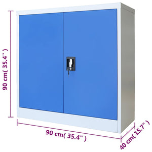 Ντουλάπι Γραφείου Γκρι / Μπλε 90 x 40 x 90 εκ. Μεταλλικό