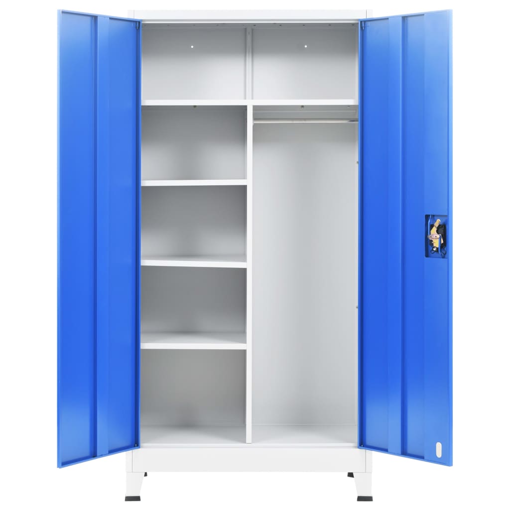 Φοριαμός με 2 Πόρτες Γκρι / Μπλε 90 x 40 x 180 εκ. Μεταλλικός