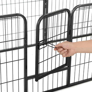 Πάρκο Σκύλου με 8 Πάνελ Μαύρο 60 x 80 εκ. Ατσάλινο - Pakobazaar