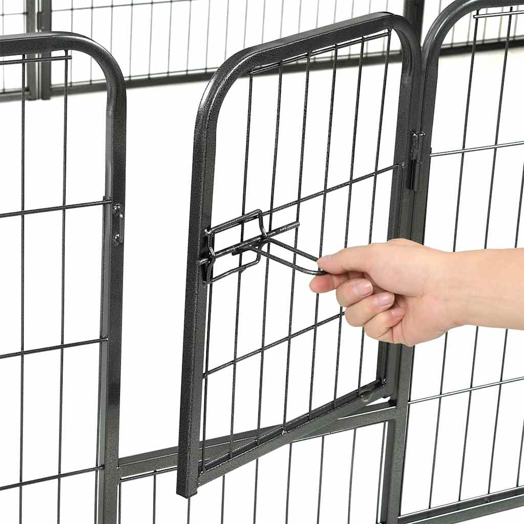 Πάρκο Σκύλου με 12 Πάνελ Μαύρο 80 x 60 εκ. Ατσάλινο - PAKOBAZAAR