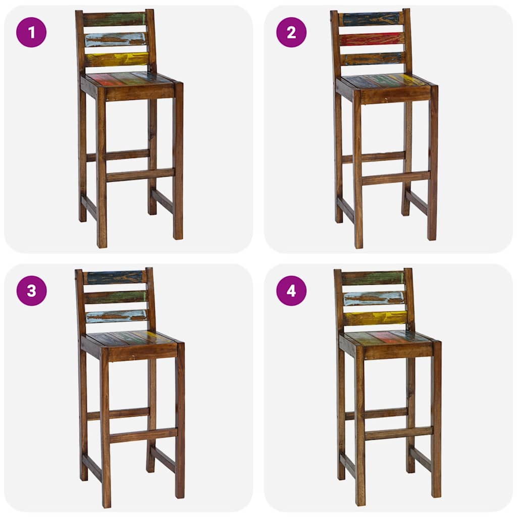 Σκαμπό Μπαρ 2 τεμ. από Μασίφ Ανακυκλωμένο Ξύλο - PAKOBAZAAR