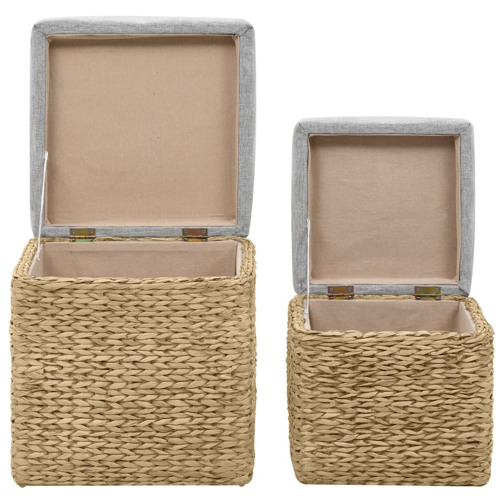 Σετ Σκαμπό 2 Τεμαχίων Γκρι από Seagrass - PAKOBAZAAR