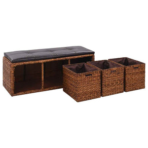 Πάγκος με 3 Καλάθια Καφέ 105 x 40 x 42 εκ. από Seagrass - Pakobazaar