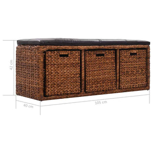 Πάγκος με 3 Καλάθια Καφέ 105 x 40 x 42 εκ. από Seagrass - Pakobazaar