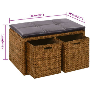 Πάγκος με 2 Καλάθια Καφέ 71 x 40 x 42 εκ. από Seagrass - PAKOBAZAAR