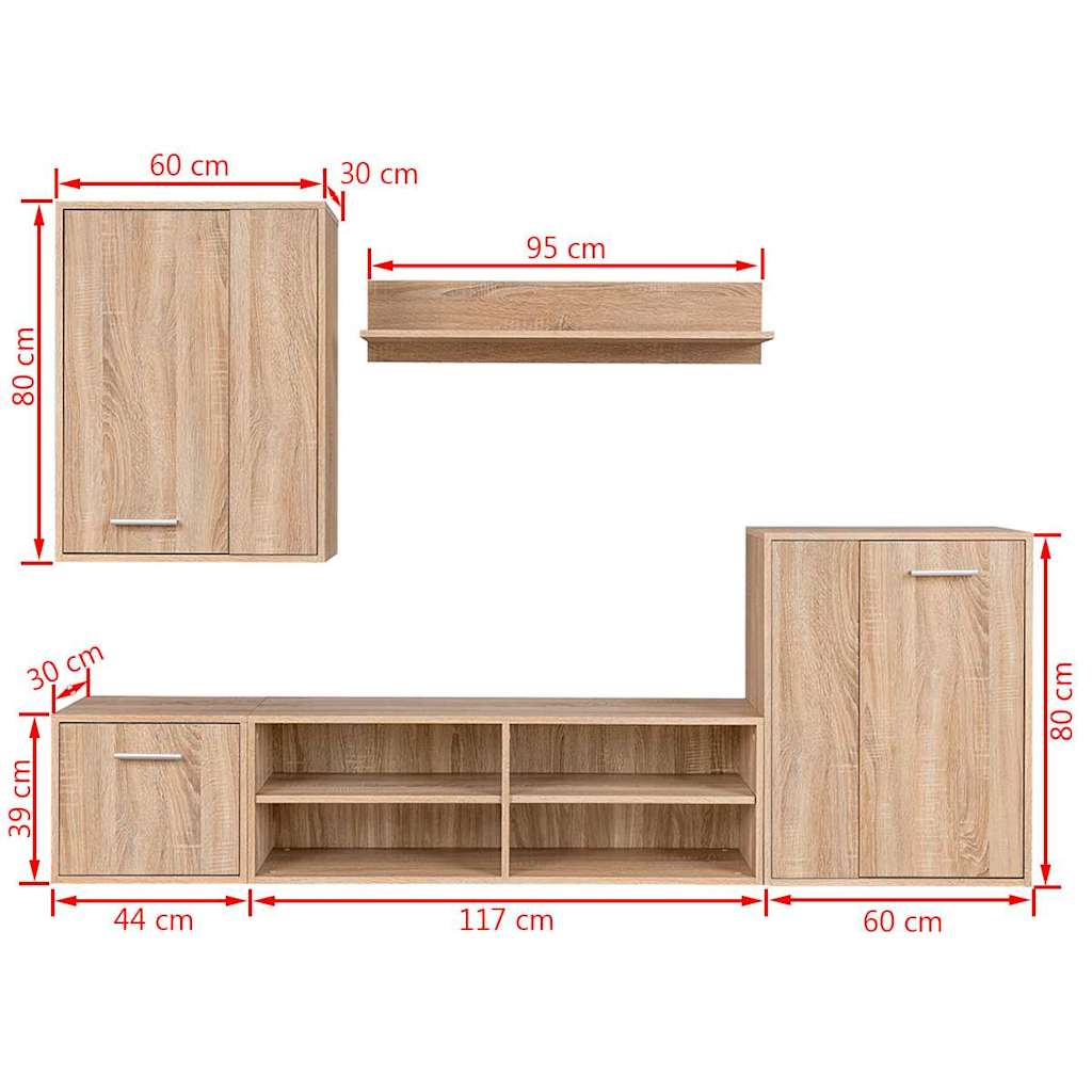 Σετ επίπλου τηλεόρασης 5 pcs Sonoma Δρυς Επεξεργασμένο ξύλο - Pakobazaar