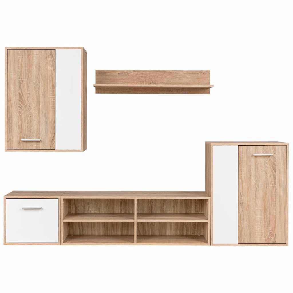 Σετ επίπλου τηλεόρασης Επιτοίχιο 5 pcs Λευκό και ξύλο Sonoma
