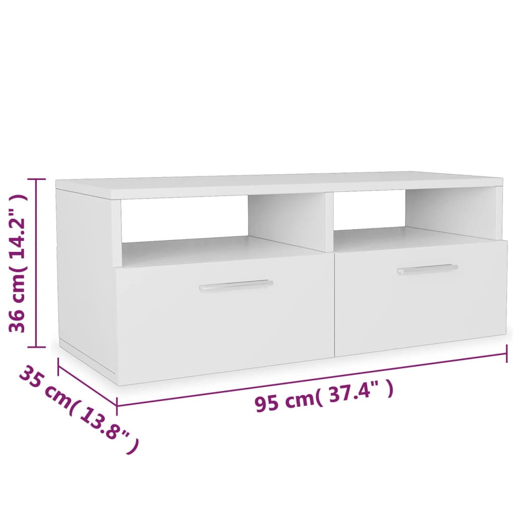 Έπιπλα Τηλεόρασης 2 τεμ. Λευκά 95 x 35 x 36 εκ. από Επεξ. Ξύλο