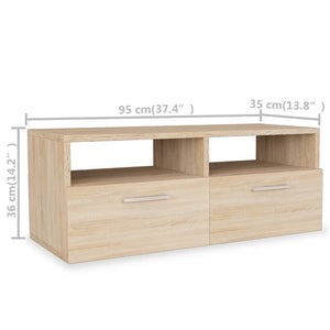 Έπιπλα Τηλεόρασης 2 τεμ. Χρ. Δρυός 95x35x36 εκ. από Επεξ. Ξύλο - PAKOBAZAAR