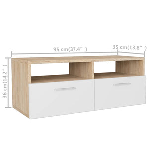 Έπιπλα Τηλεόρασης 2 τεμ. Δρυς / Λευκό 95x35x36 εκ. Επεξ. Ξύλο - PAKOBAZAAR