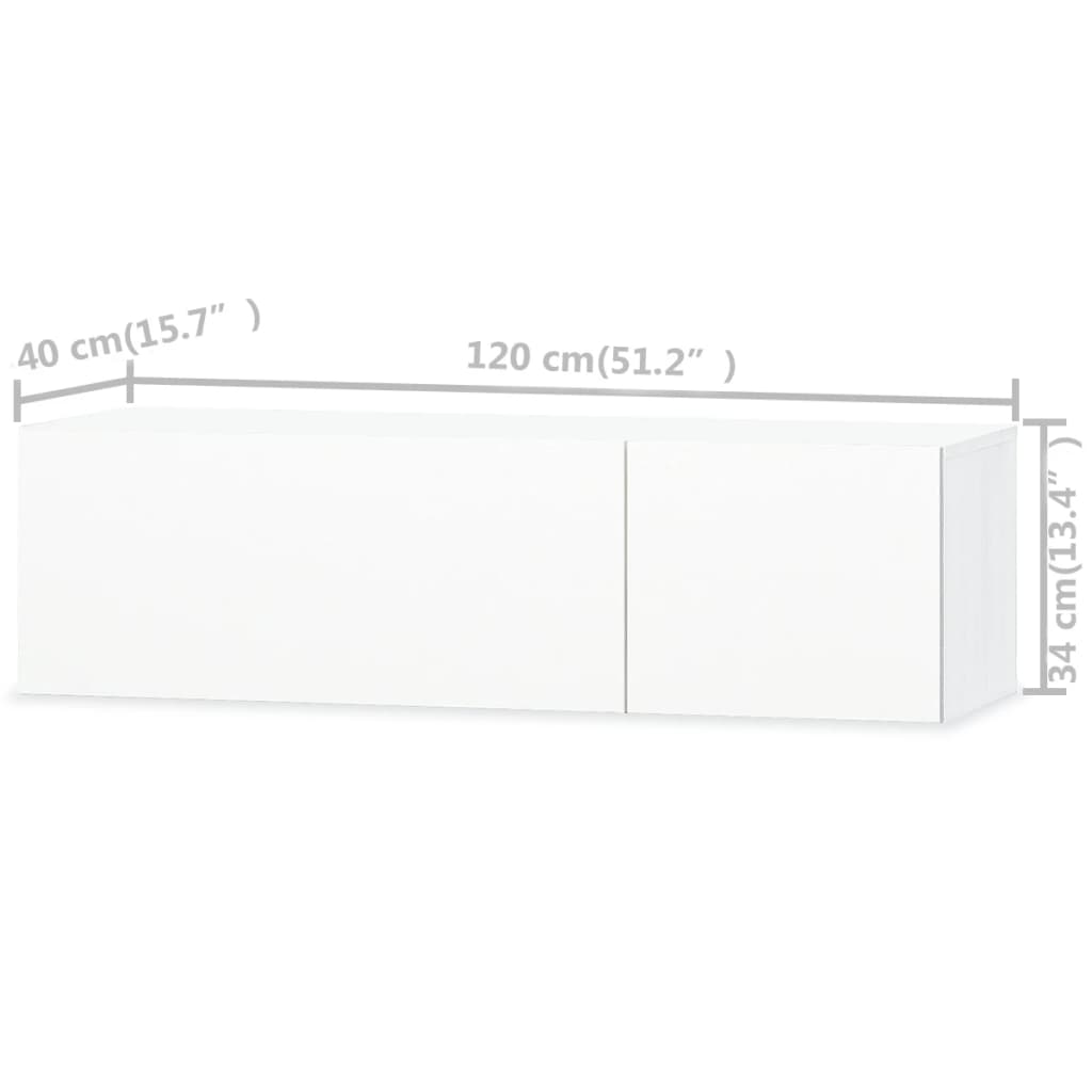 Έπιπλα Τηλεόρασης 2 τεμ. Γυαλιστ. Λευκό 120x40x34εκ Επεξ. Ξύλο