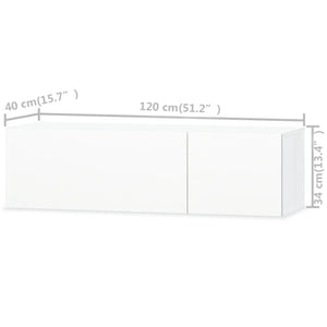 Έπιπλα Τηλεόρασης 2 τεμ. Γυαλιστ. Λευκό 120x40x34εκ Επεξ. Ξύλο
