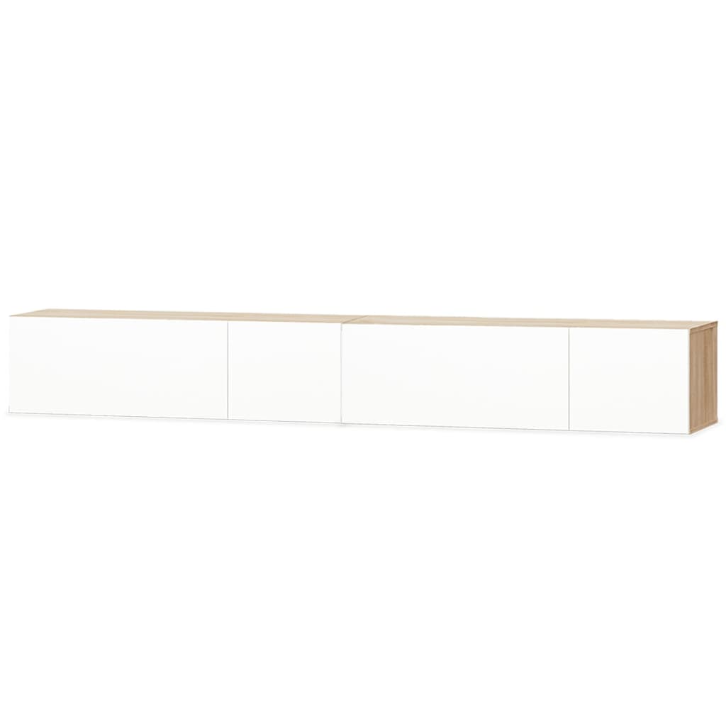 Έπιπλα Τηλεόρασης 2 τεμ. Λευκό/Δρυς 120x40x34 εκ. Επεξ. Ξύλο