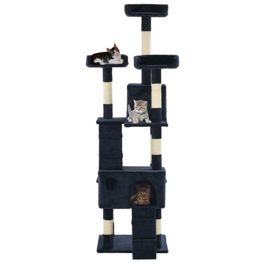 Γατόδεντρο Μπλε 170 εκ. με Στύλους Ξυσίματος από Σχοινί Σιζάλ - PAKOBAZAAR