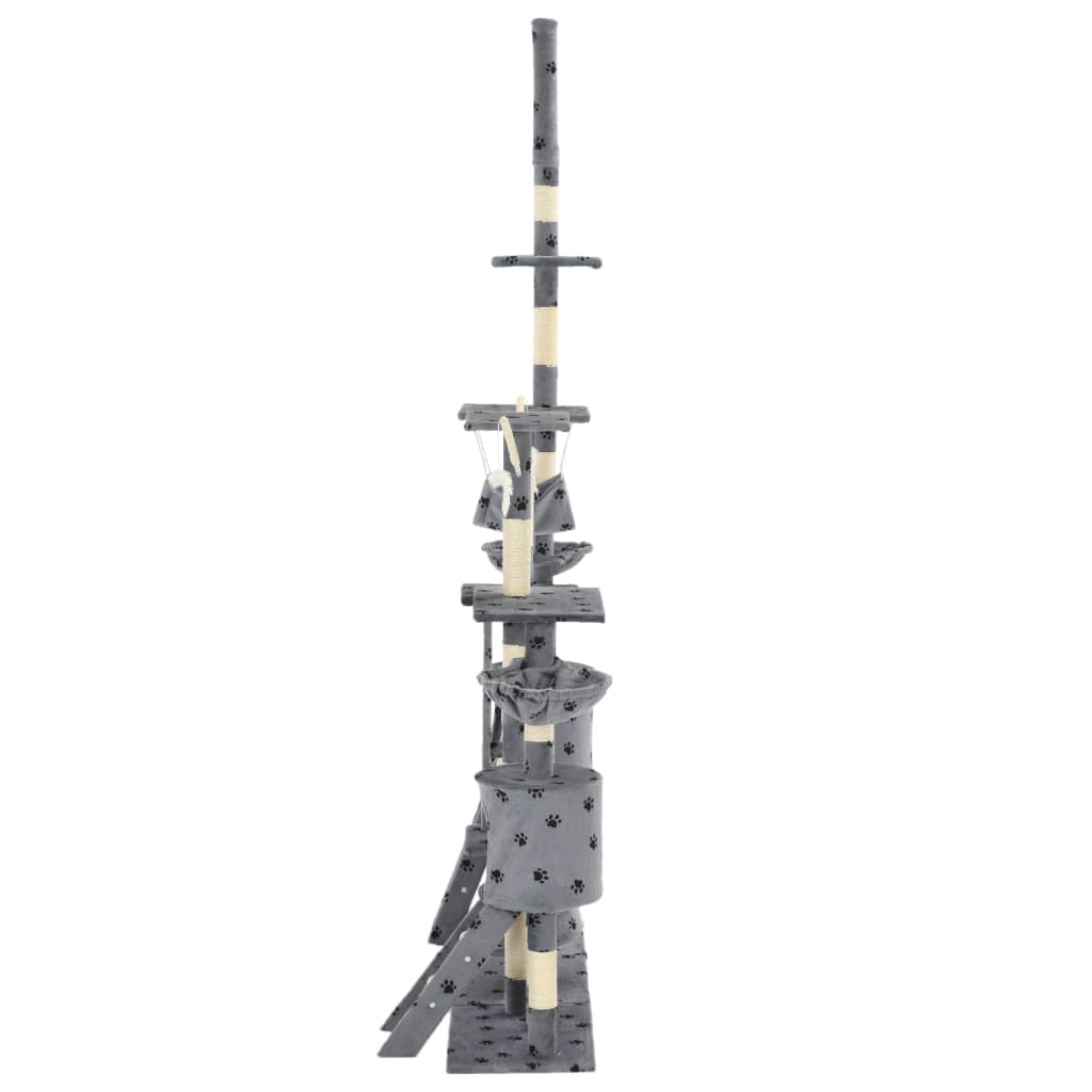 Γατόδεντρο Τύπωμα Πατούσας Γκρι 230-250 εκ με Στύλους από Σιζάλ - PAKOBAZAAR