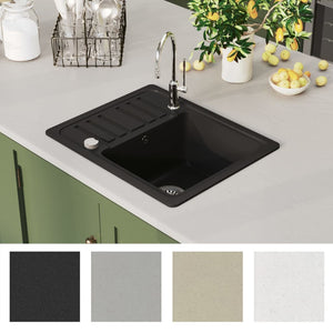 Νεροχύτης με Μονή Γούρνα Μαύρος Γρανιτένιος - PAKOBAZAAR