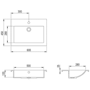 Νιπτήρας Γκρι 600 x 450 x 120 χιλ. Γρανιτένιος - PAKOBAZAAR