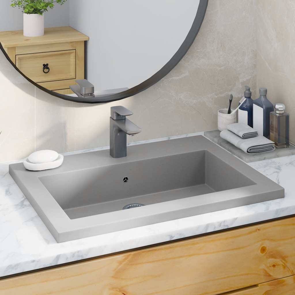 Νιπτήρας Γκρι 600 x 450 x 120 χιλ. Γρανιτένιος - PAKOBAZAAR