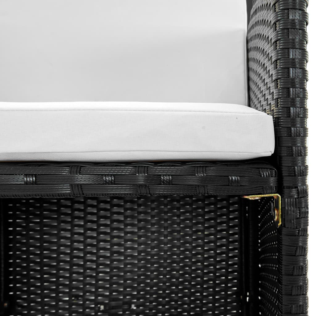 Σετ Τραπεζαρίας Εξ. Χώρου 5 τεμ. Μαύρο Συνθ. Ρατάν με Μαξιλάρια