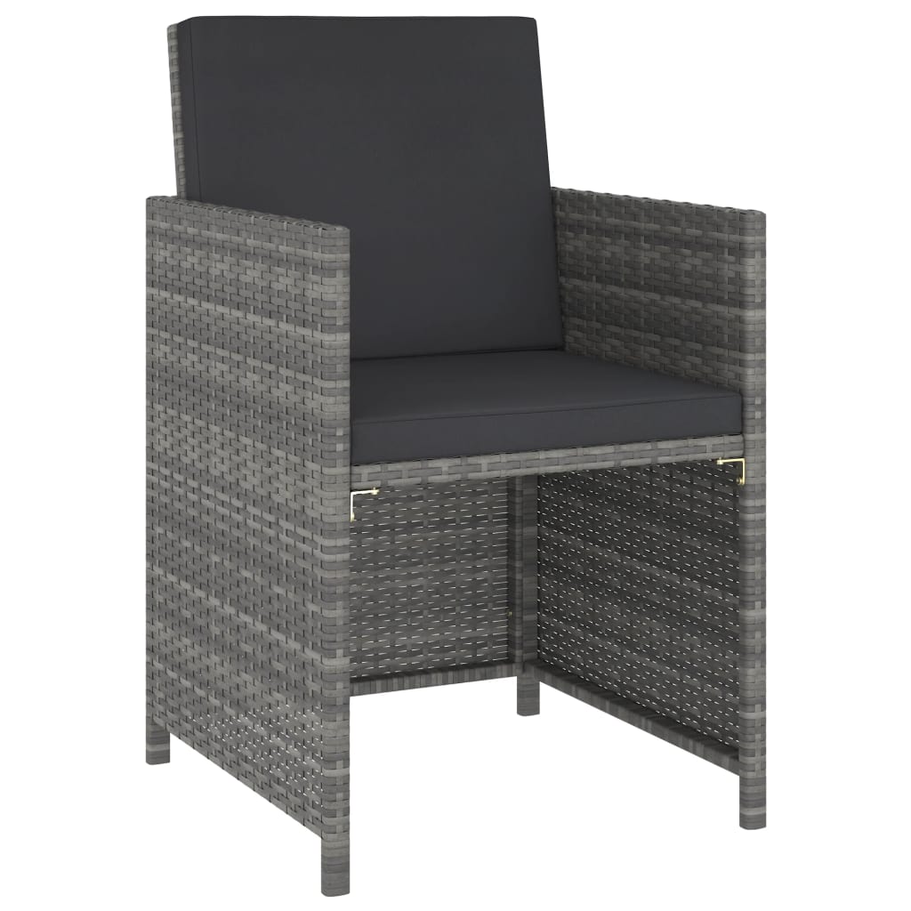 Σετ Τραπεζαρίας Εξ. Χώρου 6 τεμ. Γκρι Συνθ. Ρατάν με Μαξιλάρια