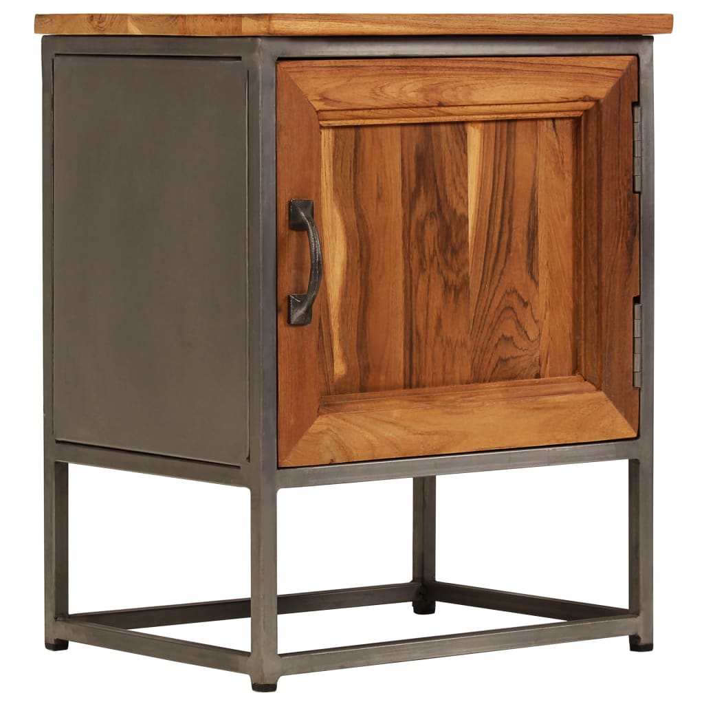 Κομοδίνο 40 x 30 x 50 εκ. από Ανακυκλωμένο Ξύλο Teak/Ατσάλι