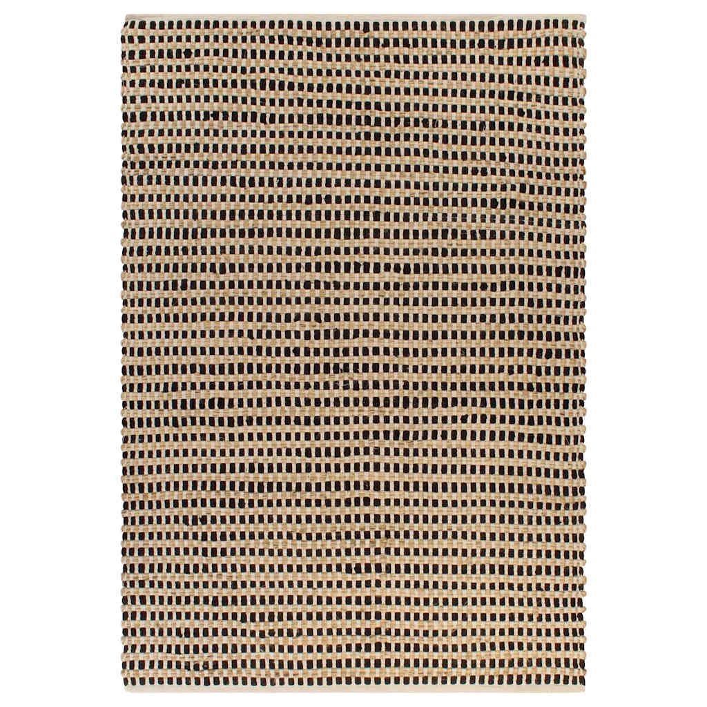 Χαλί Χειροποίητο Φυσικό Χρώμα/Μαύρο 120 x 180 εκ. Υφαντή Γιούτα
