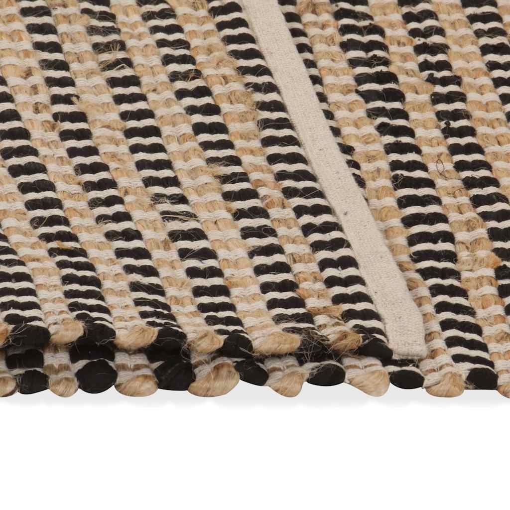 Χαλί Χειροποίητο Φυσικό Χρώμα/Μαύρο 120 x 180 εκ. Υφαντή Γιούτα