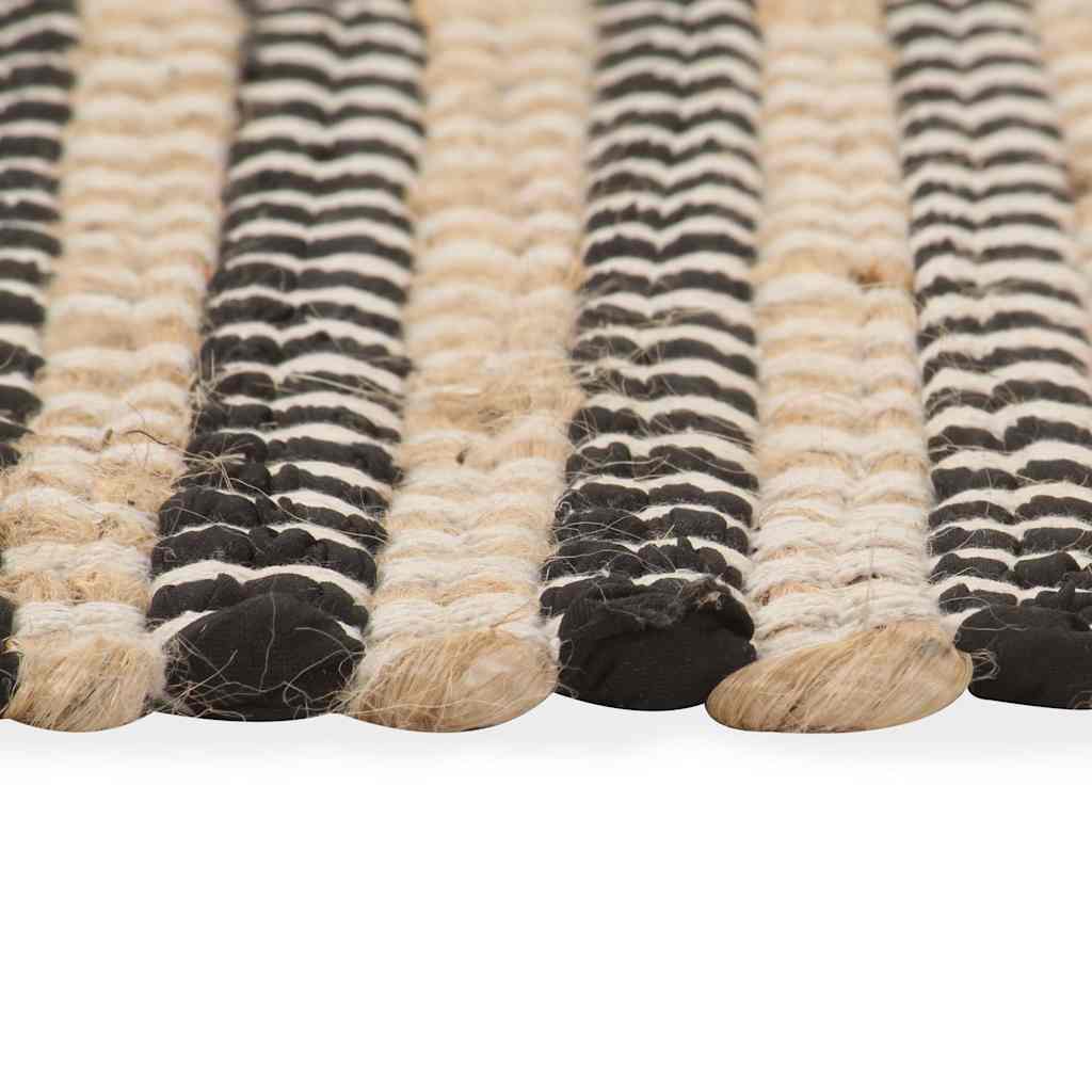 Χαλί Χειροποίητο Φυσικό Χρώμα/Μαύρο 120 x 180 εκ. Υφαντή Γιούτα