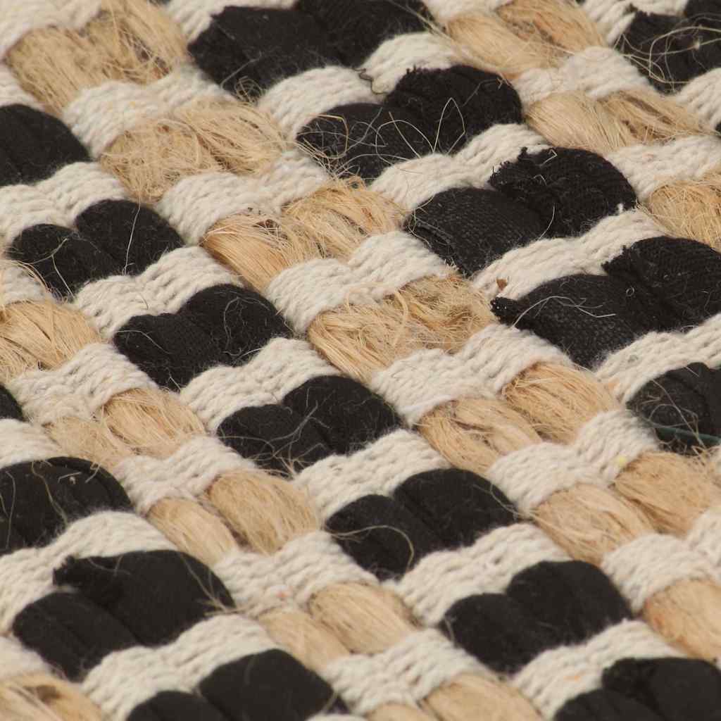 Χαλί Χειροποίητο Φυσικό Χρώμα/Μαύρο 120 x 180 εκ. Υφαντή Γιούτα