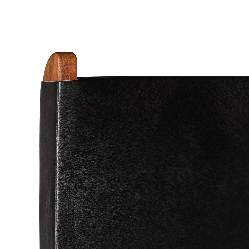 Καρέκλα Πτυσσόμενη Μαύρη από Γνήσιο Δέρμα - PAKOBAZAAR