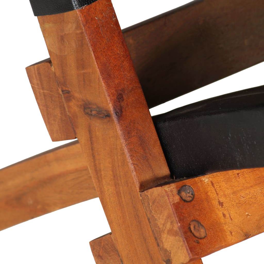 Καρέκλα Πτυσσόμενη Μαύρη από Γνήσιο Δέρμα - PAKOBAZAAR