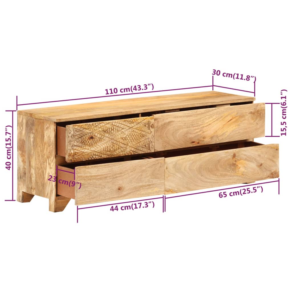 Έπιπλο Τηλεόρασης 110 x 30 x 40 εκ. από Μασίφ Ξύλο Μάνγκο - Pakobazaar